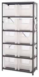 Quantum Storage - 10 Bin Giant Stack Container Storage Shelving - 36 Inch Overall Width x 18 Inch Overall Depth x 75 Inch Overall Height, Clear Tri-Clear Polypropylene Bins - Americas Industrial Supply