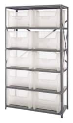 Quantum Storage - 10 Bin Giant Stack Container Storage Shelving - 42 Inch Overall Width x 18 Inch Overall Depth x 75 Inch Overall Height, Clear Tri-Clear Polypropylene Bins - Americas Industrial Supply