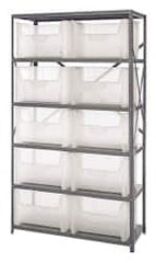 Quantum Storage - 10 Bin Giant Stack Container Storage Shelving - 42 Inch Overall Width x 18 Inch Overall Depth x 75 Inch Overall Height, Clear Tri-Clear Polypropylene Bins - Americas Industrial Supply