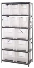 Quantum Storage - 12 Bin Giant Stack Container Storage Shelving - 36 Inch Overall Width x 18 Inch Overall Depth x 75 Inch Overall Height, Clear Tri-Clear Polypropylene Bins - Americas Industrial Supply