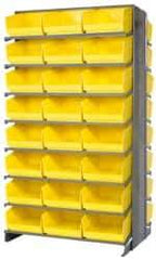 Quantum Storage - 48 Bin Store-More Sloped Shelving System - 36 Inch Overall Width x 24 Inch Overall Depth x 63-1/2 Inch Overall Height, Yellow Polypropylene Bins - Americas Industrial Supply