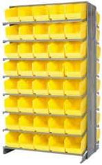 Quantum Storage - 80 Bin Store-More Sloped Shelving System - 36 Inch Overall Width x 24 Inch Overall Depth x 63-1/2 Inch Overall Height, Yellow Polypropylene Bins - Americas Industrial Supply