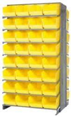 Quantum Storage - 64 Bin Store-More Sloped Shelving System - 36 Inch Overall Width x 24 Inch Overall Depth x 63-1/2 Inch Overall Height, Yellow Polypropylene Bins - Americas Industrial Supply