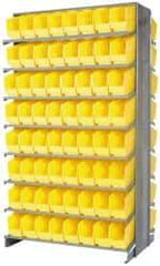 Quantum Storage - 128 Bin Store-More Sloped Shelving System - 36 Inch Overall Width x 24 Inch Overall Depth x 63-1/2 Inch Overall Height, Yellow Polypropylene Bins - Americas Industrial Supply