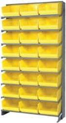 Quantum Storage - 24 Bin Store-More Sloped Shelving System - 36 Inch Overall Width x 12 Inch Overall Depth x 63-1/2 Inch Overall Height, Yellow Polypropylene Bins - Americas Industrial Supply