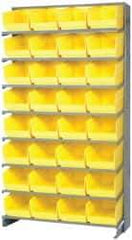 Quantum Storage - 32 Bin Store-More Sloped Shelving System - 36 Inch Overall Width x 12 Inch Overall Depth x 63-1/2 Inch Overall Height, Yellow Polypropylene Bins - Americas Industrial Supply