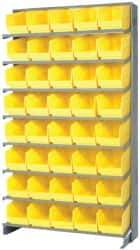 Quantum Storage - 40 Bin Store-More Sloped Shelving System - 36 Inch Overall Width x 12 Inch Overall Depth x 63-1/2 Inch Overall Height, Yellow Polypropylene Bins - Americas Industrial Supply