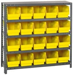 Quantum Storage - 20 Bin Store-More Shelf Bin System - 36 Inch Overall Width x 18 Inch Overall Depth x 39 Inch Overall Height, Yellow Polypropylene Bins - Americas Industrial Supply