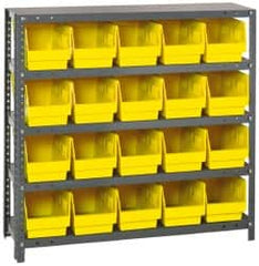 Quantum Storage - 20 Bin Store-More Shelf Bin System - 36 Inch Overall Width x 18 Inch Overall Depth x 39 Inch Overall Height, Yellow Polypropylene Bins - Americas Industrial Supply