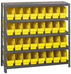 Quantum Storage - 32 Bin Store-More Shelf Bin System - 36 Inch Overall Width x 18 Inch Overall Depth x 39 Inch Overall Height, Yellow Polypropylene Bins - Americas Industrial Supply