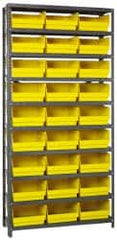 Quantum Storage - 27 Bin Store-More Shelf Bin System - 36 Inch Overall Width x 18 Inch Overall Depth x 75 Inch Overall Height, Yellow Polypropylene Bins - Americas Industrial Supply