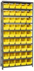Quantum Storage - 45 Bin Store-More Shelf Bin System - 36 Inch Overall Width x 18 Inch Overall Depth x 75 Inch Overall Height, Yellow Polypropylene Bins - Americas Industrial Supply