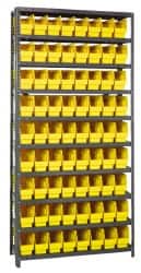 Quantum Storage - 72 Bin Store-More Shelf Bin System - 36 Inch Overall Width x 18 Inch Overall Depth x 75 Inch Overall Height, Yellow Polypropylene Bins - Americas Industrial Supply