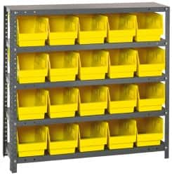 Quantum Storage - 20 Bin Store-More Shelf Bin System - 36 Inch Overall Width x 12 Inch Overall Depth x 39 Inch Overall Height, Yellow Polypropylene Bins - Americas Industrial Supply