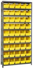 Quantum Storage - 45 Bin Store-More Shelf Bin System - 36 Inch Overall Width x 12 Inch Overall Depth x 75 Inch Overall Height, Yellow Polypropylene Bins - Americas Industrial Supply