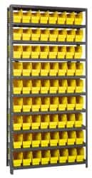 Quantum Storage - 72 Bin Store-More Shelf Bin System - 36 Inch Overall Width x 12 Inch Overall Depth x 75 Inch Overall Height, Yellow Polypropylene Bins - Americas Industrial Supply