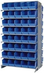 Quantum Storage - 80 Bin Store-More Sloped Shelving System - 36 Inch Overall Width x 24 Inch Overall Depth x 63-1/2 Inch Overall Height, Blue Polypropylene Bins - Americas Industrial Supply