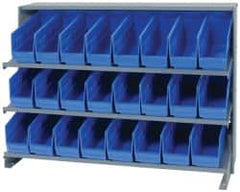 Quantum Storage - 24 Bin Store-More Sloped Shelving System - 36 Inch Overall Width x 12 Inch Overall Depth x 26-1/2 Inch Overall Height, Blue Polypropylene Bins - Americas Industrial Supply