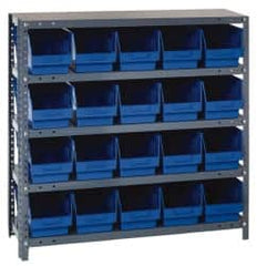 Quantum Storage - 20 Bin Store-More Shelf Bin System - 36 Inch Overall Width x 18 Inch Overall Depth x 39 Inch Overall Height, Blue Polypropylene Bins - Americas Industrial Supply