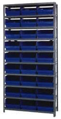 Quantum Storage - 27 Bin Store-More Shelf Bin System - 36 Inch Overall Width x 18 Inch Overall Depth x 75 Inch Overall Height, Blue Polypropylene Bins - Americas Industrial Supply