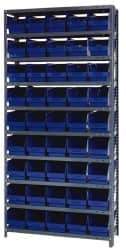 Quantum Storage - 45 Bin Store-More Shelf Bin System - 36 Inch Overall Width x 18 Inch Overall Depth x 75 Inch Overall Height, Blue Polypropylene Bins - Americas Industrial Supply