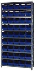 Quantum Storage - 45 Bin Store-More Shelf Bin System - 36 Inch Overall Width x 18 Inch Overall Depth x 75 Inch Overall Height, Blue Polypropylene Bins - Americas Industrial Supply