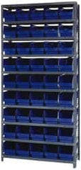 Quantum Storage - 45 Bin Store-More Shelf Bin System - 36 Inch Overall Width x 12 Inch Overall Depth x 75 Inch Overall Height, Blue Polypropylene Bins - Americas Industrial Supply