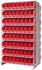 Quantum Storage - 128 Bin Store-More Sloped Shelving System - 36 Inch Overall Width x 24 Inch Overall Depth x 63-1/2 Inch Overall Height, Red Polypropylene Bins - Americas Industrial Supply