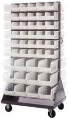 Quantum Storage - 96 Bin Mobile Louvered Rack with Ultra Bins - 36 Inch Overall Width x 25 Inch Overall Depth x 72 Inch Overall Height, Clear Tri-Clear Polypropylene Bins - Americas Industrial Supply