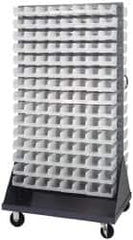 Quantum Storage - 240 Bin Mobile Louvered Rack with Ultra Bins - 36 Inch Overall Width x 25 Inch Overall Depth x 72 Inch Overall Height, Clear Tri-Clear Polypropylene Bins - Americas Industrial Supply