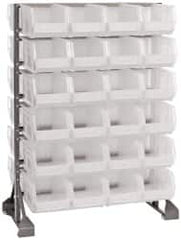 Quantum Storage - 48 Bin Rail System with Ultra Bins - 36 Inch Overall Width x 20 Inch Overall Depth x 53 Inch Overall Height, Clear Tri-Clear Polypropylene Bins - Americas Industrial Supply