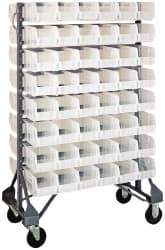 Quantum Storage - 96 Bin Rail System with Ultra Bins - 36 Inch Overall Width x 20 Inch Overall Depth x 53 Inch Overall Height, Clear Tri-Clear Polypropylene Bins - Americas Industrial Supply