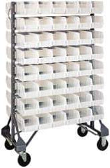Quantum Storage - 96 Bin Rail System with Ultra Bins - 36 Inch Overall Width x 20 Inch Overall Depth x 53 Inch Overall Height, Clear Tri-Clear Polypropylene Bins - Americas Industrial Supply