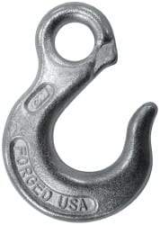 CM - 2,650 Lb Capacity, Chain Grade 30, Steel Eye Hook - 0.92" Hook Throat, 3.17" Reach, 3/4" Eye ID, 3/8" Chain Diam, 4.56" OAL, Heat Treated - Americas Industrial Supply