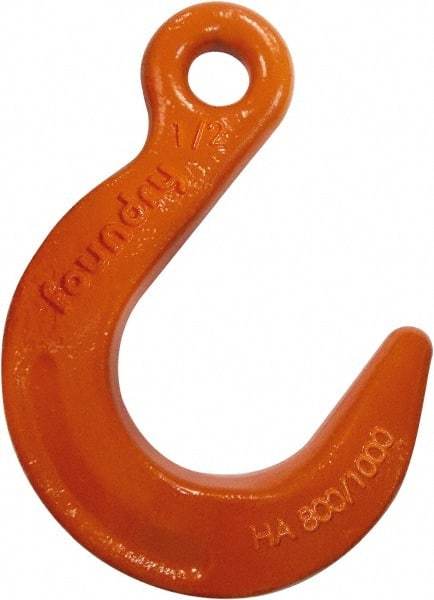 CM - Chain Grade 100, 22,600 Lbs. Load Limit Eye Foundry Hook - 2.03 Inch Hook Throat, 6-1/2 Inch Reach, 1.31 Inch Eye Inside Diameter, 5/8 Inch Chain Diameter, 9.66 Inch Overall Length, 0.88 Inch Eye Thickness - Americas Industrial Supply