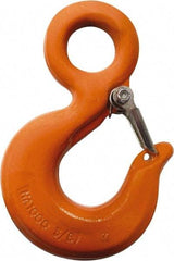 CM - Chain Grade 100, 4,300 Lbs. Load Limit Eye Rigging Hook with Latch - 0.97 Inch Hook Throat, 3.66 Inch Reach, 0.88 Inch Eye Inside Diameter, 9/32 Inch Chain Diameter, 5.04 Inch Overall Length, 0.44 Inch Eye Thickness - Americas Industrial Supply