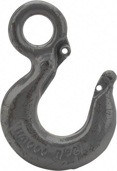 CM - Chain Grade 100, 2,700 Lbs. Load Limit Eye Rigging Hook - 0.93 Inch Hook Throat, 3.13 Inch Reach, 3/4 Inch Eye Inside Diameter, 0.21875 Inch Chain Diameter, 4.37 Inch Overall Length, 0.38 Inch Eye Thickness - Americas Industrial Supply