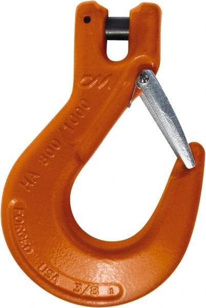 CM - 9/32 Inch Chain Diameter, Grade 100 Clevis Hook - 4,300 Lbs. Load Capacity, 0.38 Inch Inside Diameter, 0.36 Inch Pin Diameter, 0.83 Inch Hook Throat, 5.23 Inch Overall Length, 3.53 Inch Hook Width - Americas Industrial Supply