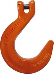 CM - 9/32 Inch Chain Diameter, Grade 100 Clevis Hook - 4,300 Lbs. Load Capacity, 0.35 Inch Inside Diameter, 0.357 Inch Pin Diameter, 2.55 Inch Hook Throat, 6.52 Inch Overall Length, 4.82 Inch Hook Width - Americas Industrial Supply