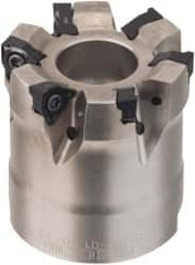 Seco - 6 Inserts, 1-1/2" Cut Diam, 3/4" Arbor Diam, 0.157" Max Depth of Cut, Indexable Square-Shoulder Face Mill - 1.57" High, XNEX 04.. Insert Compatibility, Through Coolant, Series R220.96 - Americas Industrial Supply