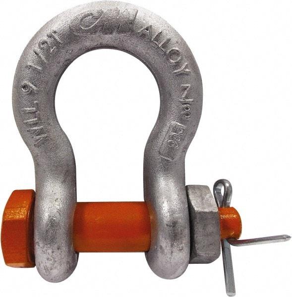 CM - 3/8" Nominal Chain Size, 1 Ton Carbon Steel Bolt Anchor Shackle - 17/32" Diam, 7/16" Pin Diam, 21/32" Wide Inside Jaw, 15/16" Inside Width - Americas Industrial Supply