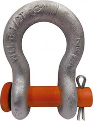 CM - 3/16" Nominal Chain Size, 0.33 Ton Carbon Steel Round Anchor Shackle - 5/16" Diam, 1/4" Pin Diam, 3/8" Wide Inside Jaw, 17/32" Inside Width - Americas Industrial Supply