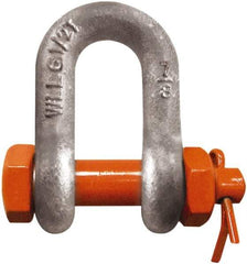 CM - 5/8" Nominal Chain Size, 3.25 Ton Carbon Steel Bolt Chain Shackle - 27/32" Diam, 3/4" Pin Diam, 1-1/16" Wide Inside Jaw, 1-1/16" Inside Width - Americas Industrial Supply