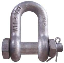 CM - 3/4" Nominal Chain Size, 4.75 Ton Carbon Steel Bolt Chain Shackle - 31/32" Diam, 7/8" Pin Diam, 1-1/4" Wide Inside Jaw, 1-1/4" Inside Width - Americas Industrial Supply