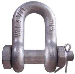 CM - 1/2" Nominal Chain Size, 2 Ton Carbon Steel Bolt Chain Shackle - 23/32" Diam, 5/8" Pin Diam, 13/16" Wide Inside Jaw, 13/16" Inside Width - Americas Industrial Supply