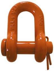 CM - 5/8" Nominal Chain Size, 4.5 Ton Carbon Steel Round Chain Shackle - 27/32" Diam, 3/4" Pin Diam, 1-1/16" Wide Inside Jaw, 1-1/16" Inside Width - Americas Industrial Supply