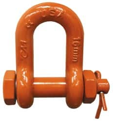 CM - 5/8" Nominal Chain Size, 4.5 Ton Carbon Steel Bolt Chain Shackle - 27/32" Diam, 3/4" Pin Diam, 1-1/16" Wide Inside Jaw, 1-1/16" Inside Width - Americas Industrial Supply