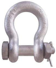 CM - 5/16" Nominal Chain Size, 1 Ton Carbon Steel Bolt Anchor Shackle - 15/32" Diam, 3/8" Pin Diam, 17/32" Wide Inside Jaw, 25/32" Inside Width - Americas Industrial Supply