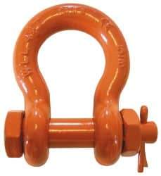 CM - 1/2" Nominal Chain Size, 3 Ton Carbon Steel Bolt Anchor Shackle - 23/32" Diam, 5/8" Pin Diam, 13/16" Wide Inside Jaw, 1-5/32" Inside Width - Americas Industrial Supply