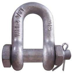CM - 1/2" Nominal Chain Size, 3 Ton Carbon Steel Bolt Chain Shackle - 23/32" Diam, 5/8" Pin Diam, 13/16" Wide Inside Jaw, 13/16" Inside Width - Americas Industrial Supply